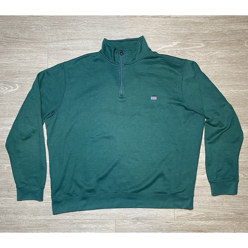 Chaps‎ 1/4 Zip Pullover Green Sweater Everyday Fleece USA Men's Size 2XL